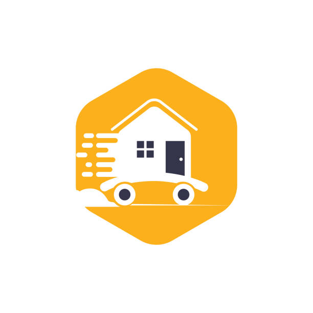 Home logo with moving symbols.