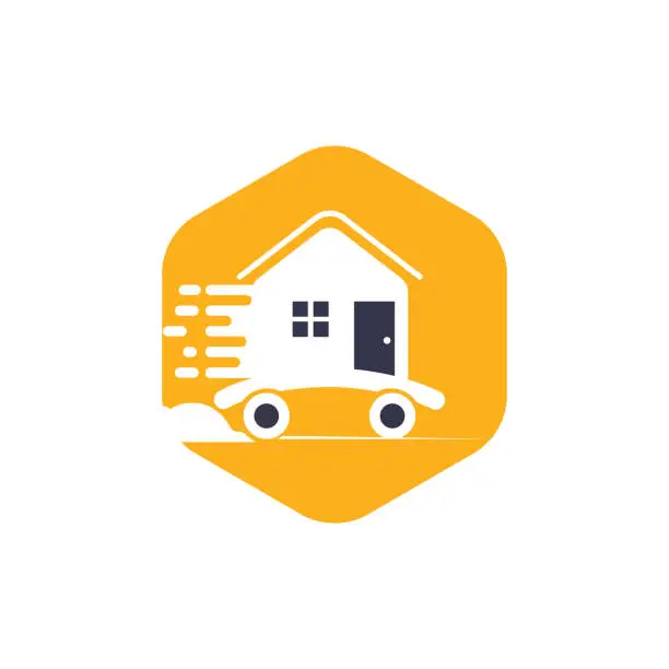 Home logo with moving symbols.